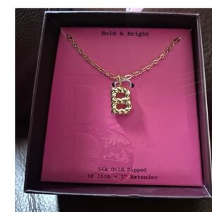 Bold & Bright 14k Gold Dipped Initial B Pendant Necklace 16-19 Inch Adjustable